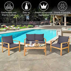 Outdoor Cushioned Wooden Conversation Patio Furniture