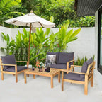 Outdoor Cushioned Wooden Conversation Patio Furniture