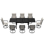 9 Piece Metal Frame Patio Dining Set, Aluminum Extendable Dining Table