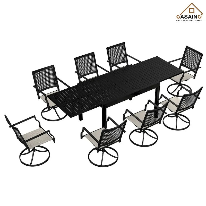 Metal Frame Patio Dining, Aluminum Extendable Dining Table