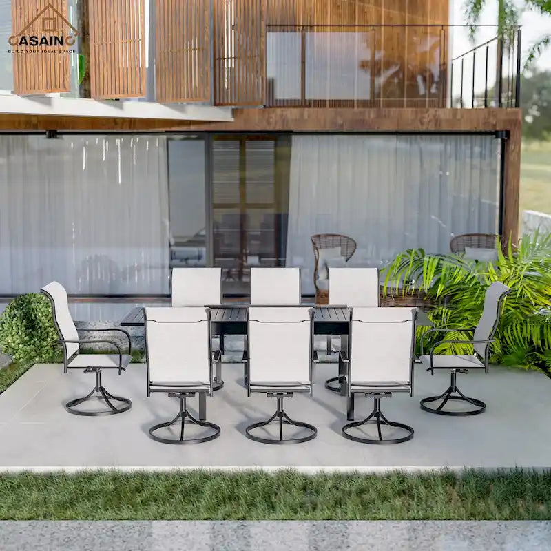 Metal Frame Patio Dining, Aluminum Extendable Dining Table