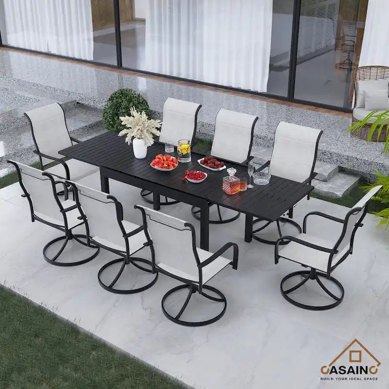 Metal Frame Patio Dining, Aluminum Extendable Dining Table