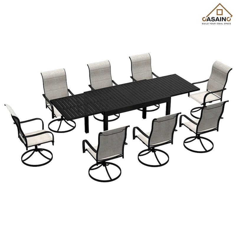 Metal Frame Patio Dining, Aluminum Extendable Dining Table