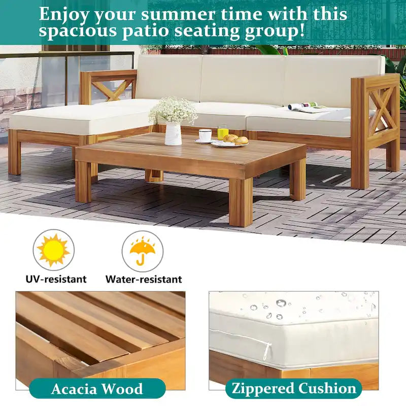 Outdoor Sectional Sofa with Cushions