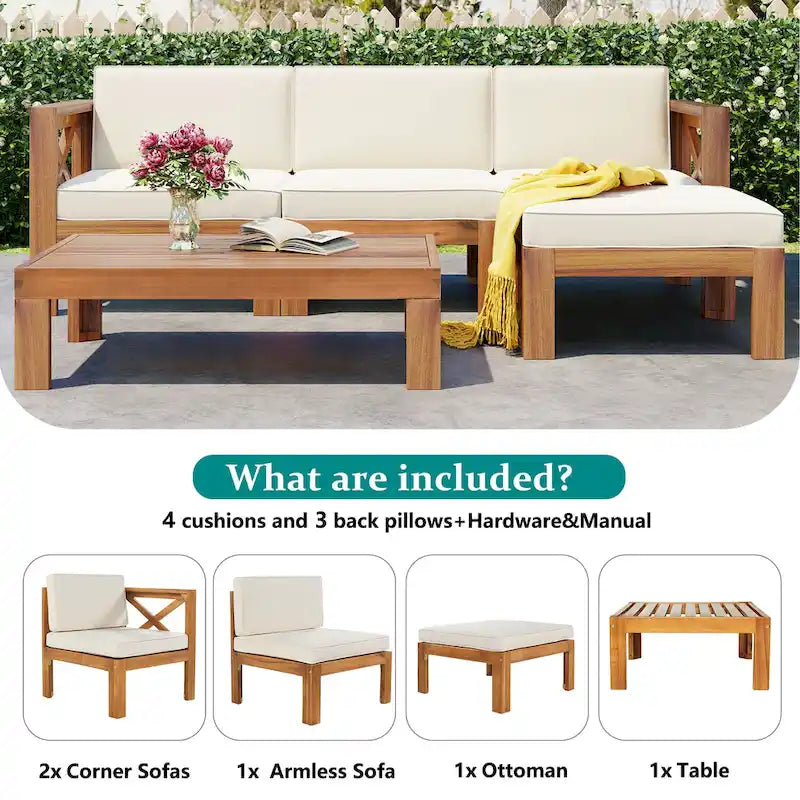 Outdoor Sectional Sofa with Cushions