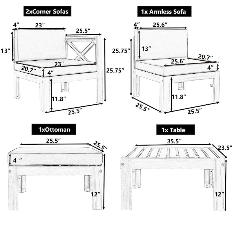Outdoor Sectional Sofa with Cushions