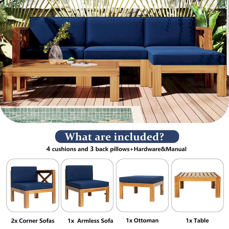 Outdoor Sectional Sofa with Cushions