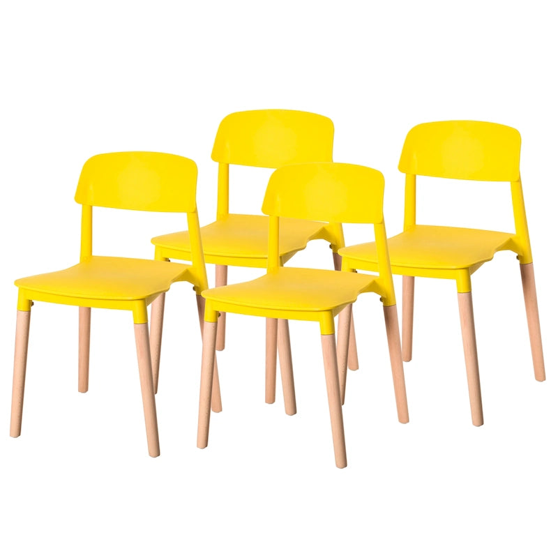 Modern Open Back Plastic Dining Chair with Beech Wood Legs