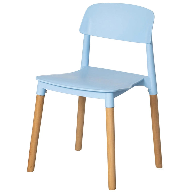 Modern Open Back Plastic Dining Chair with Beech Wood Legs