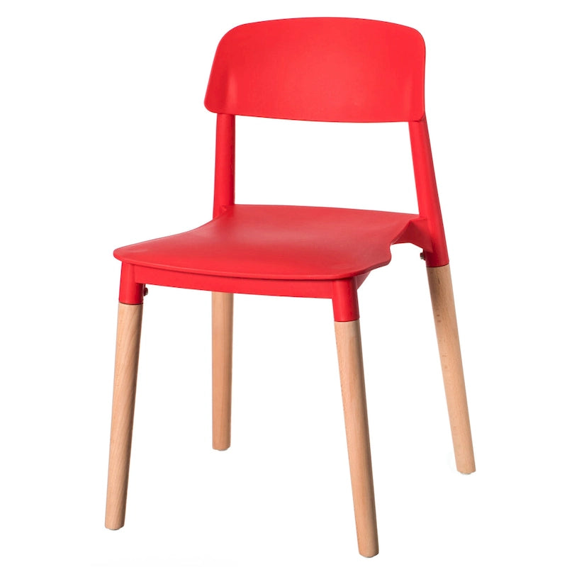 Modern Open Back Plastic Dining Chair with Beech Wood Legs