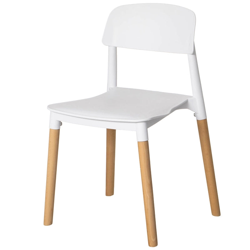 Modern Open Back Plastic Dining Chair with Beech Wood Legs