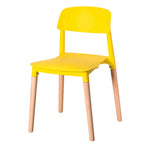 Modern Open Back Plastic Dining Chair with Beech Wood Legs