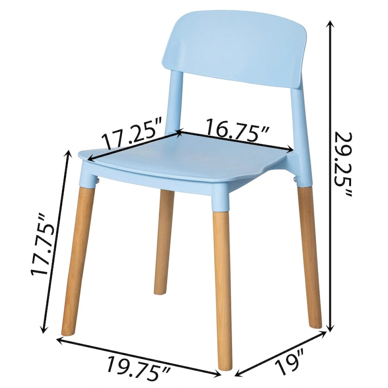 Modern Open Back Plastic Dining Chair with Beech Wood Legs