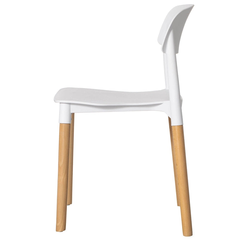 Modern Open Back Plastic Dining Chair with Beech Wood Legs