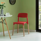 Modern Open Back Plastic Dining Chair with Beech Wood Legs