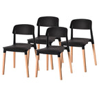 Modern Open Back Plastic Dining Chair with Beech Wood Legs