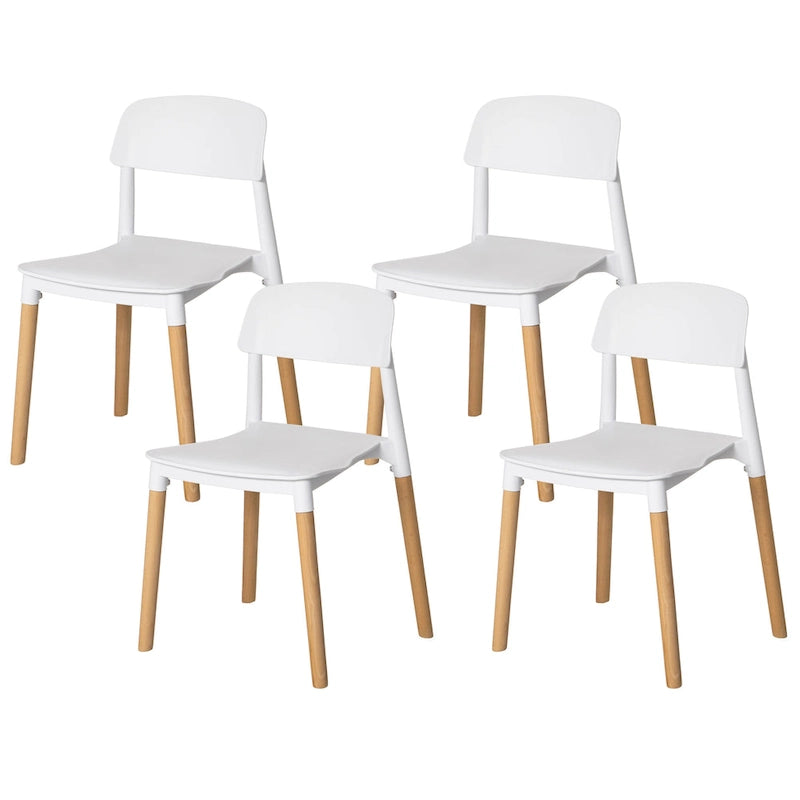 Modern Open Back Plastic Dining Chair with Beech Wood Legs