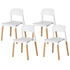 Modern Open Back Plastic Dining Chair with Beech Wood Legs