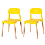 Modern Open Back Plastic Dining Chair with Beech Wood Legs