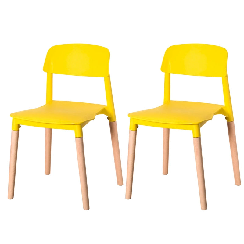 Modern Open Back Plastic Dining Chair with Beech Wood Legs