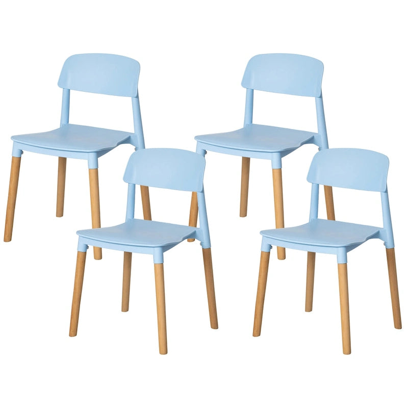 Modern Open Back Plastic Dining Chair with Beech Wood Legs