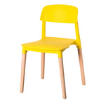 Modern Open Back Plastic Dining Chair with Beech Wood Legs