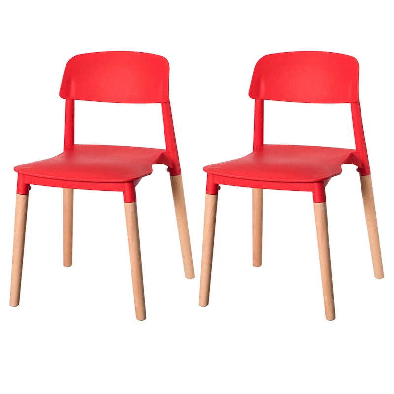 Modern Open Back Plastic Dining Chair with Beech Wood Legs