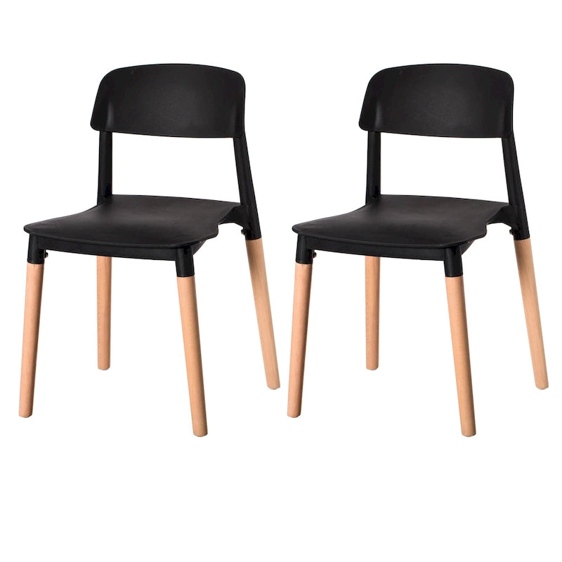 Modern Open Back Plastic Dining Chair with Beech Wood Legs
