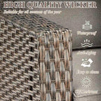 Rattan Patio Sofa Chair Set with Ottomans - Brown