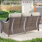 Rattan Patio Sofa Chair Set with Ottomans - Brown
