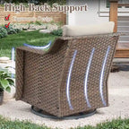 Rattan Patio Sofa Chair Set with Ottomans - Brown