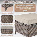 Rattan Patio Sofa Chair Set with Ottomans - Brown