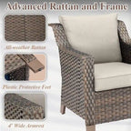 Rattan Patio Sofa Chair Set with Ottomans - Brown