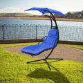 Hanging Chaise Lounger Chair Swing with Removable Canopy Outdoor Swing Chair - 42.52L * 72.83W * 82.68H
