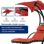 Hanging Chaise Lounger Chair Swing with Removable Canopy Outdoor Swing Chair - 42.52L * 72.83W * 82.68H