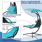 Hanging Chaise Lounger Chair Swing with Removable Canopy Outdoor Swing Chair - 42.52L * 72.83W * 82.68H