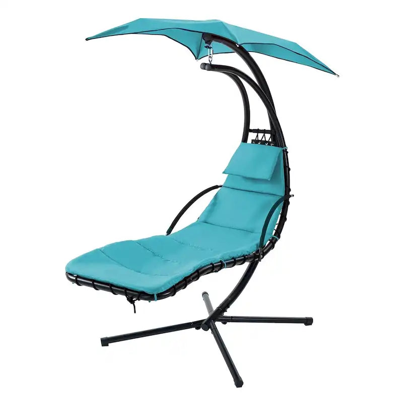 Hanging Chaise Lounger Chair Swing with Removable Canopy Outdoor Swing Chair - 42.52L * 72.83W * 82.68H