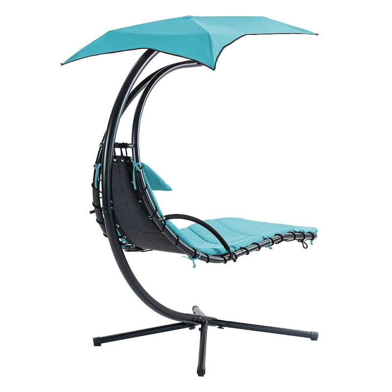 Hanging Chaise Lounger Chair Swing with Removable Canopy Outdoor Swing Chair - 42.52L * 72.83W * 82.68H