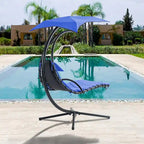 Hanging Chaise Lounger Chair Swing with Removable Canopy Outdoor Swing Chair - 42.52L * 72.83W * 82.68H