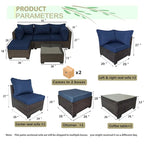 Brown Wicker Outdoor Sectional with Cushions and Coffee Table