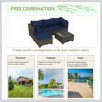 Brown Wicker Outdoor Sectional with Cushions and Coffee Table