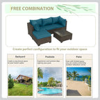 Brown Wicker Outdoor Sectional with Cushions and Coffee Table