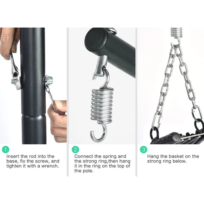 Egg Chair with Stand Indoor Outdoor Swing Chair Patio Wicker Hanging Egg Chair Hanging Basket Chair Hammock Chair with Stand