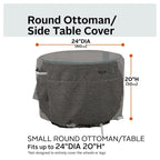 Classic Accessories Ravenna Round Patio Ottoman/Table Cover - Premium Outdoor Furniture Cover with Water Resistant Fabric