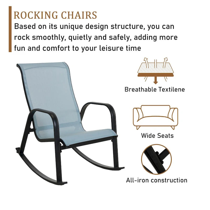 Textilene Detachable Rocking Chair in Grey-Blue