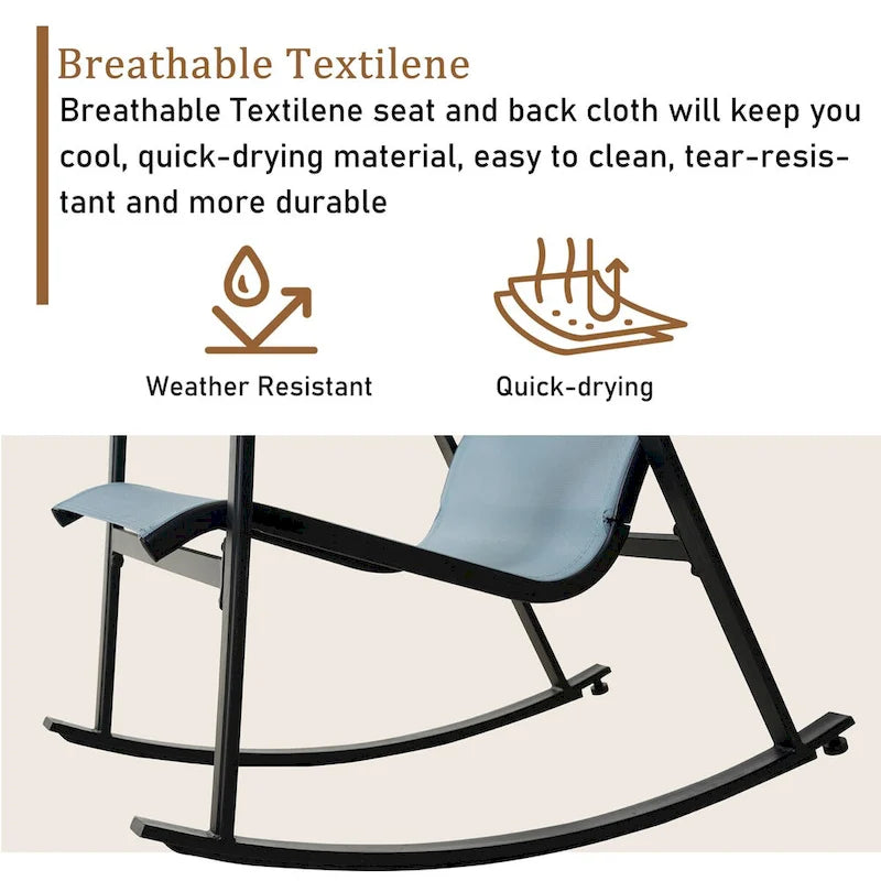 Textilene Detachable Rocking Chair in Grey-Blue