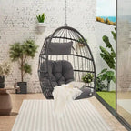 Outdoor Garden Rattan Egg Swing Chair Hanging Chair Wood