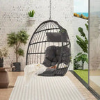 Outdoor Garden Rattan Egg Swing Chair Hanging Chair Wood
