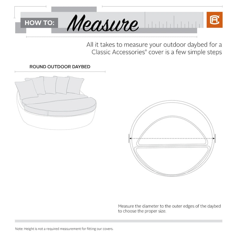 Classic Accessories Veranda Water-Resistant 65 Inch Round Patio Daybed Cover