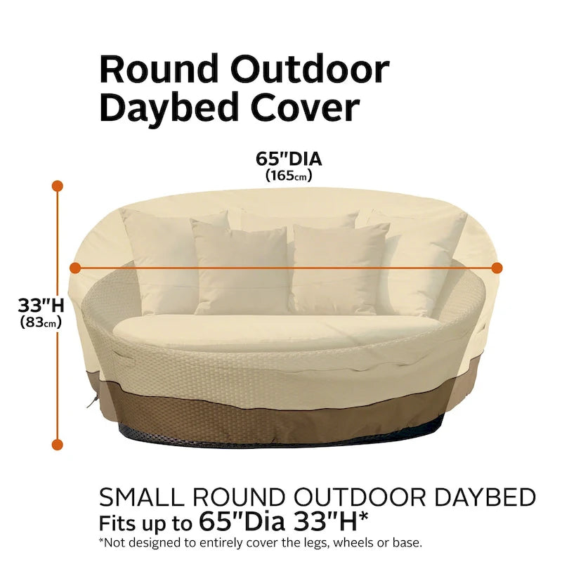 Classic Accessories Veranda Water-Resistant 65 Inch Round Patio Daybed Cover